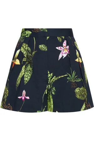 Oscar de la Renta Orchid shorts i poplinbomuld med brede ben