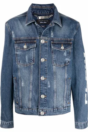 Philipp Plein Denimjakke med slitageeffekt