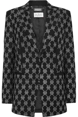 Philipp Plein Blazer i uld med monogramudsmykning