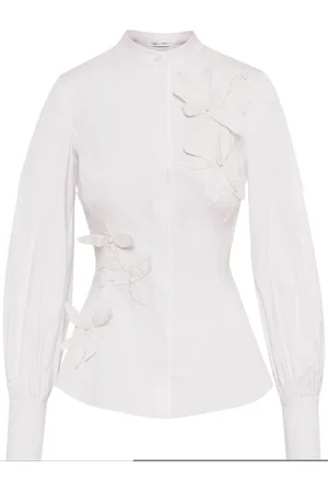 Oscar de la Renta Orchid bluse i bomuldstwill