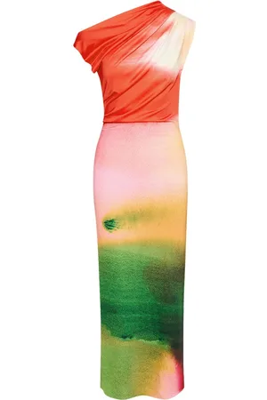 Oscar de la Renta Abstract Watercolor kjole