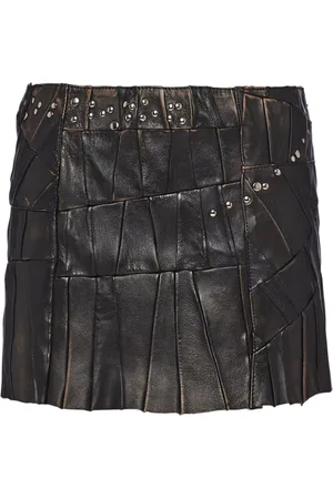 Prada Kort patchwork-nederdel med nitteudsmykning