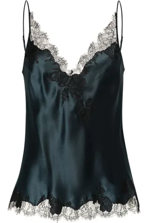 CARINE GILSON Camisole-top i silke med blondekant