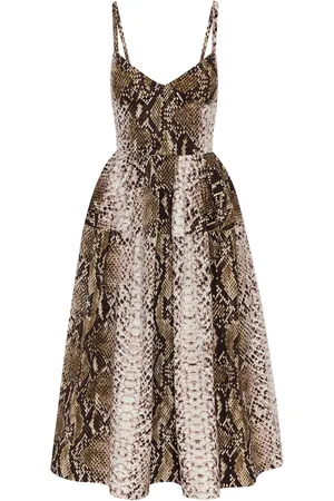 Oscar de la Renta Mellemlang Snake poplin-kjole