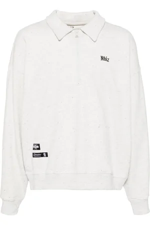 Izzue Sweatshirt med broderet logo og halv lynlås