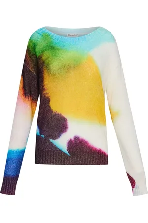 Oscar de la Renta Abstract Watercolor-sweater