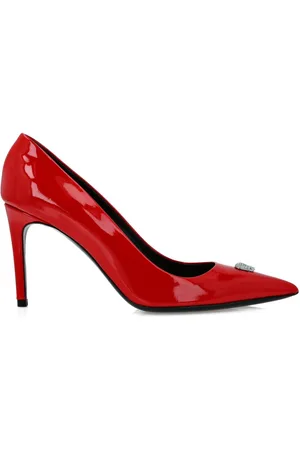 Philipp Plein 80 mm pumps i lakeret læder med dødningehoved-applikation