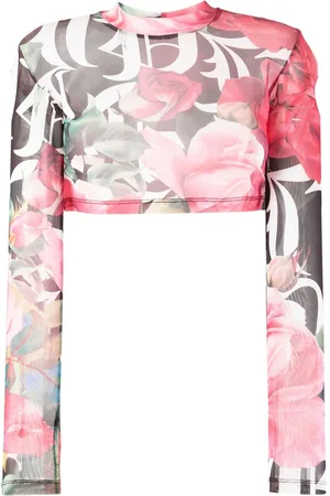 Philipp Plein Blomstret cropped top