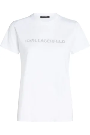 Karl Lagerfeld T-shirt med glimmer-applikation og logo