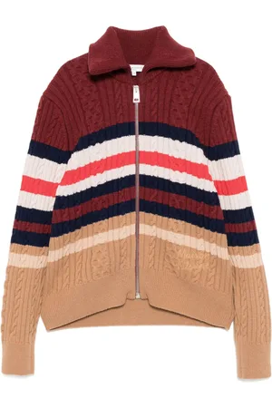 Maison Kitsuné Stribet kabelstrikket cardigan med lynlås
