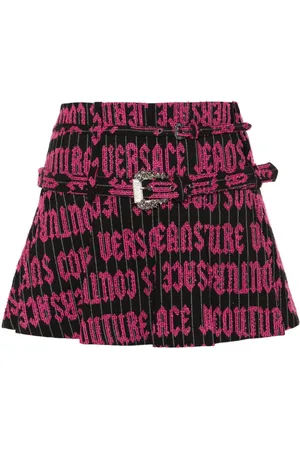 VERSACE Plisseret nederdel med broderet logo
