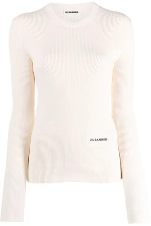 Jil Sander Ribstrikket top med logomærke