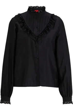 HUGO BOSS Bluse med flæsekant