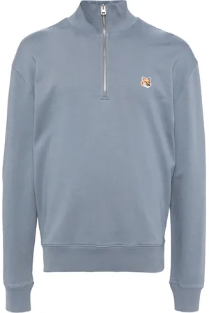 Maison Kitsuné Sweatshirt med Fox Head-mærke og kort lynlås