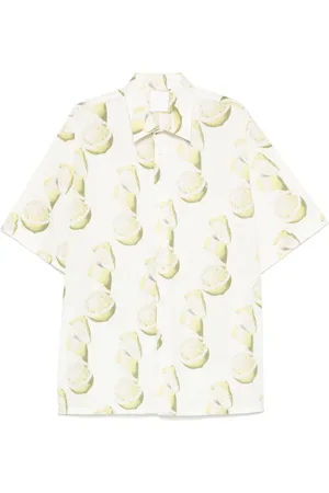 Givenchy Seersucker-skjorte med citron-tryk