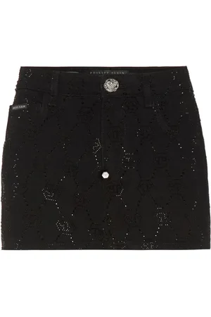 Philipp Plein Kort denimnederdel med monogram