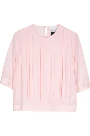 Edward Achour Paris Bluse med rund hals og pintuck-detalje