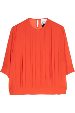 Edward Achour Paris Bluse med rund hals og pintuck-detalje