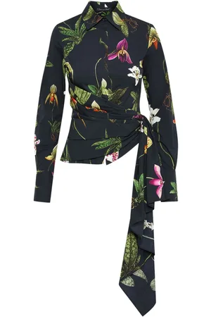 Oscar de la Renta Orchid bluse i poplinbomuld