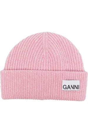 Ganni Intarsia-strikket hue med logomærke