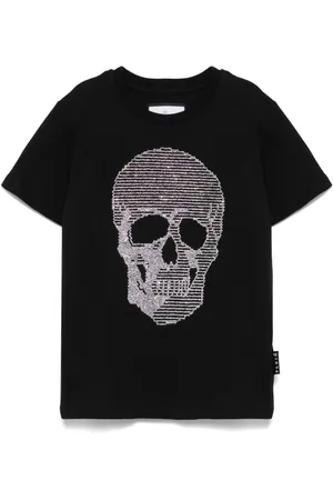 Philipp Plein T-shirt med rund hals og dødningehovedmotiv