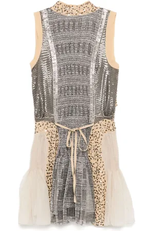 Chloé Kort metallisk SS18 Runway strikkjole med pailletter