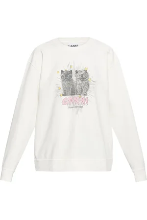 Ganni Sweatshirt med kattetryk