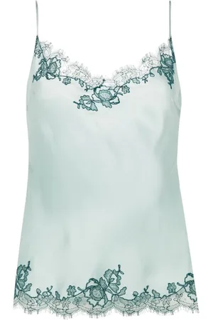 CARINE GILSON Camisole-top i silke med blondekant