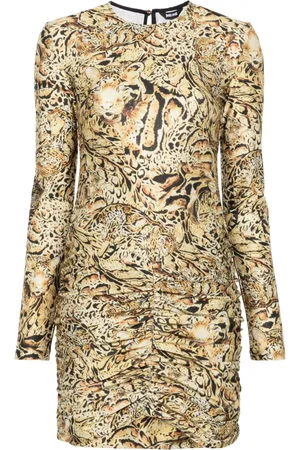 Roberto Cavalli Kort kjole med tigertryk