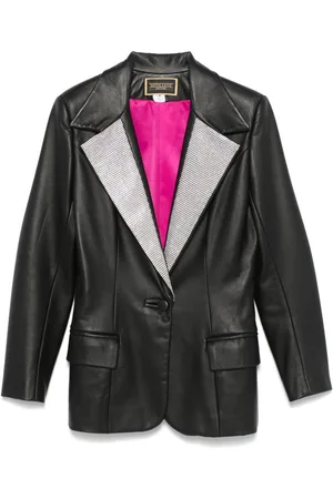 MITILIANE COUTURE Blazer i imiteret læder med krystalrevers