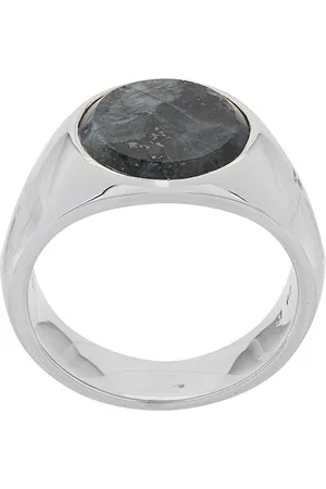 TOM WOOD Flush Larvikite Circle-ring i small