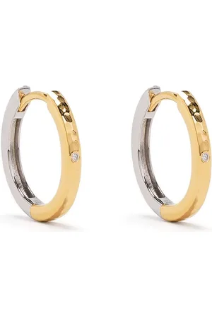Dower and Hall Vendbare huggie-øreringe i 9 karat guld og sølv med diamanter