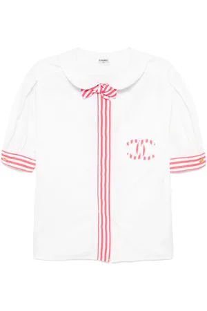 CHANEL Stribet skjorte med korte ærmer fra 1990-2000