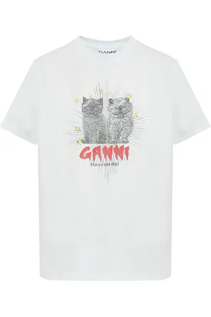 Ganni T-shirt med kattetryk