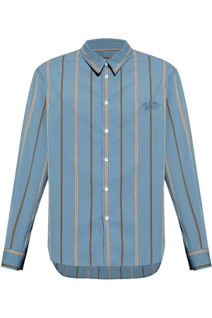 Maison Kitsuné Stribet skjorte med broderet logo