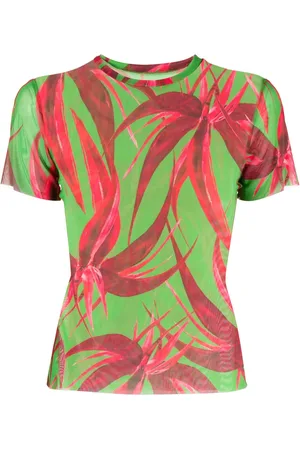 Louisa Ballou T-shirt i mesh med blomstret tryk
