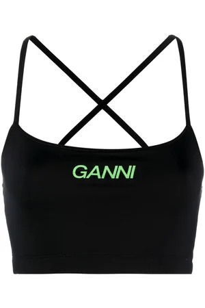 Ganni Cropped top med logotryk