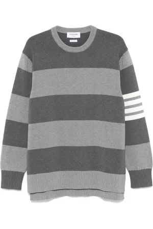 Thom Browne Intarsiastrikket sweater med striber og rose
