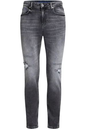 Karl Lagerfeld Jeans med lige ben, logomærke og slitageeffekt