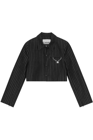 Ganni Cropped blazer med striber