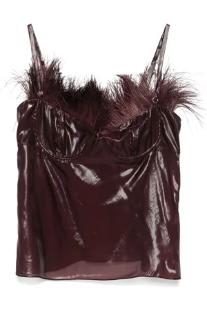 Salvatore Ferragamo Top i organza med fjerudsmykning