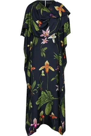 Oscar de la Renta Orchid kaftan i silke-twill