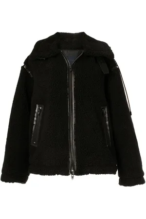 JUUN.J Oversize frakke i imiteret lammeskind