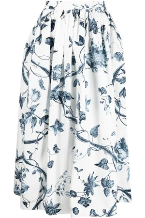 Erdem Midi-nederdel med botanisk tryk