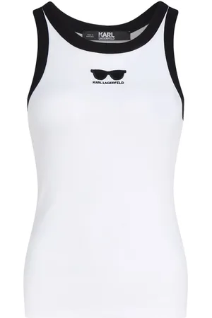 Karl Lagerfeld Tanktop i økologisk bomuld med solbrille-tryk