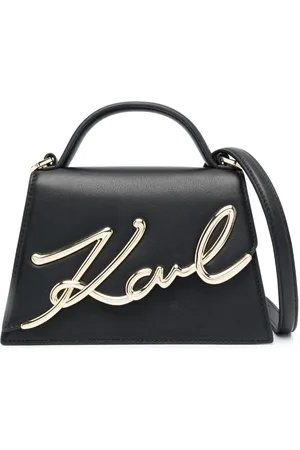 Karl Lagerfeld Lille Signature crossbody-taske i læder