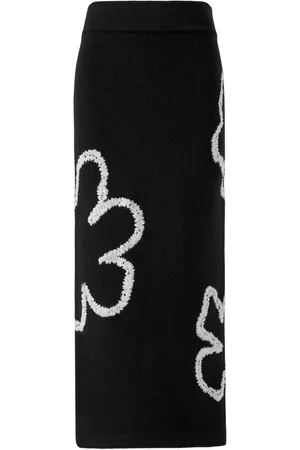Carolina Herrera Midi nederdel med blomster-broderi