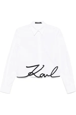Karl Lagerfeld Cropped skjorte med broderet logo