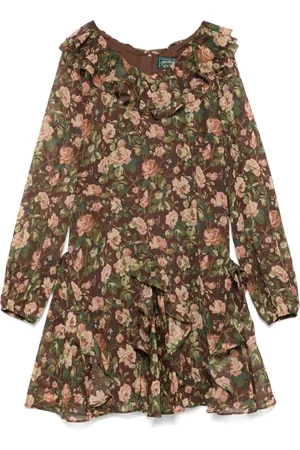 Ralph Lauren Kjole i chiffon med patchwork-tryk
