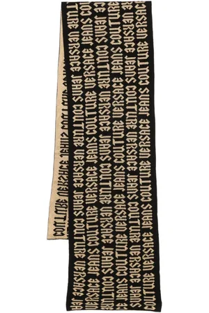 VERSACE Intarsiastrikket tørklæde med logo